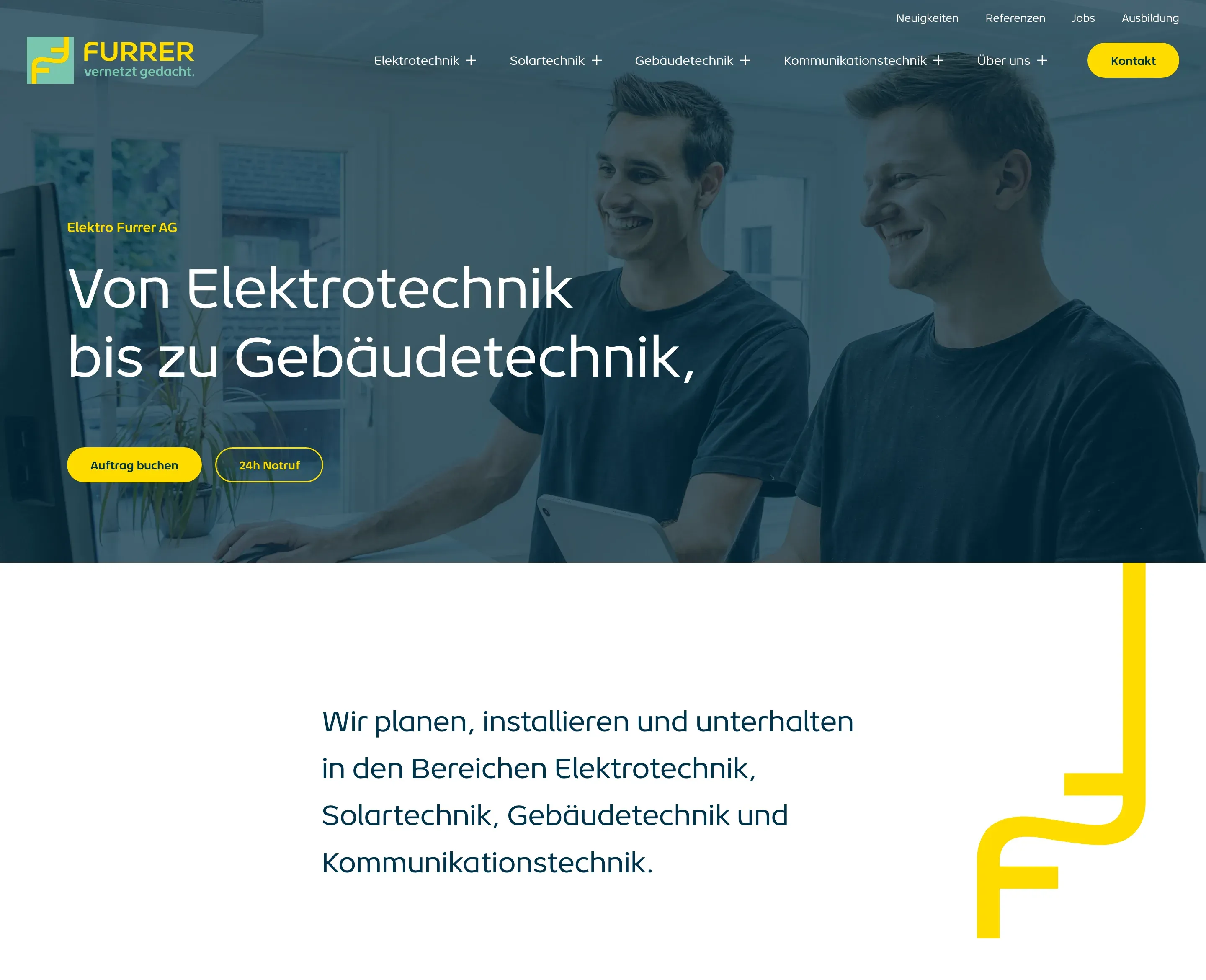 Screenshot von der Website Elektro Furrer AG