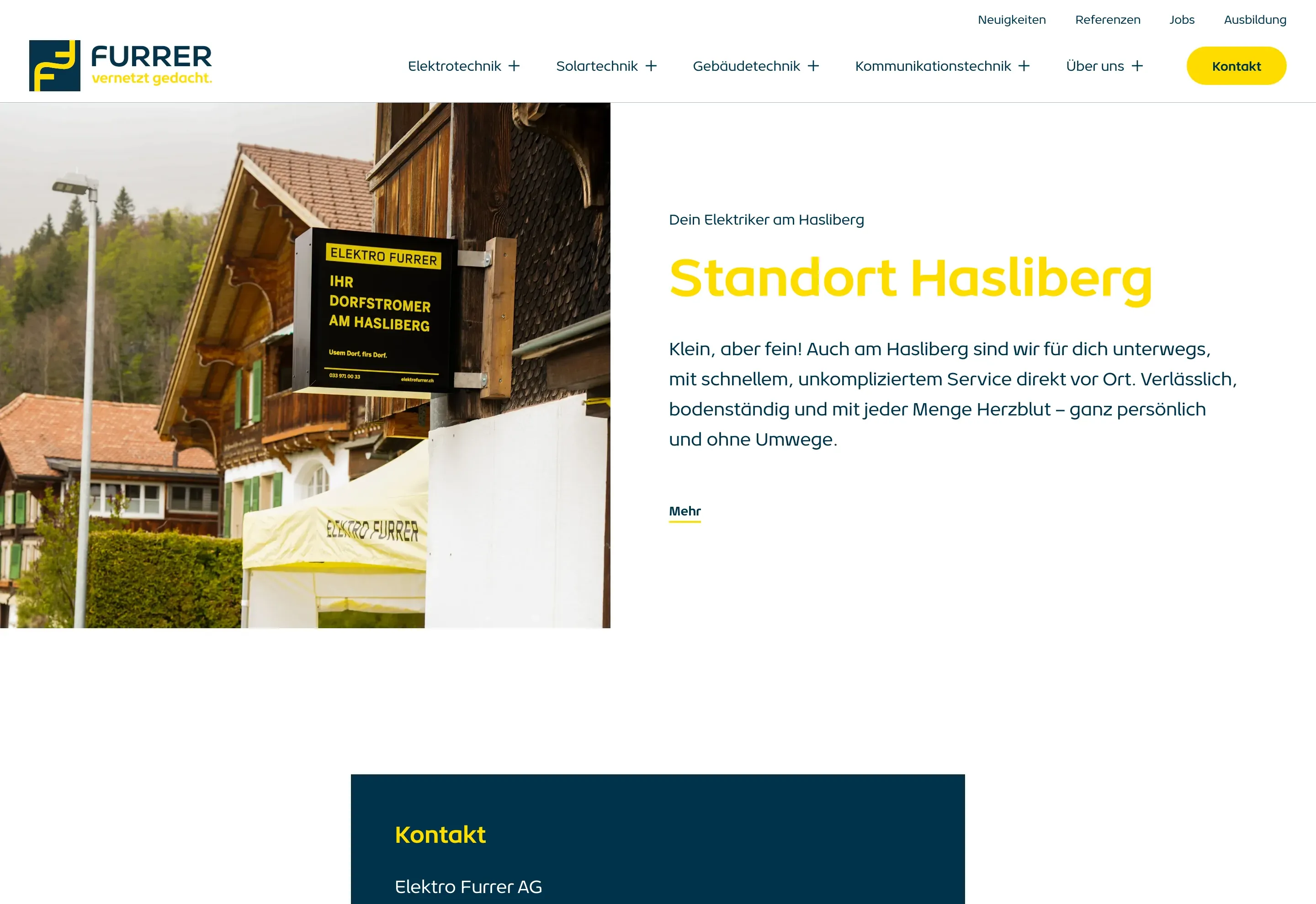 Standortseite Hasliberg mit dem lokalen Bezug
