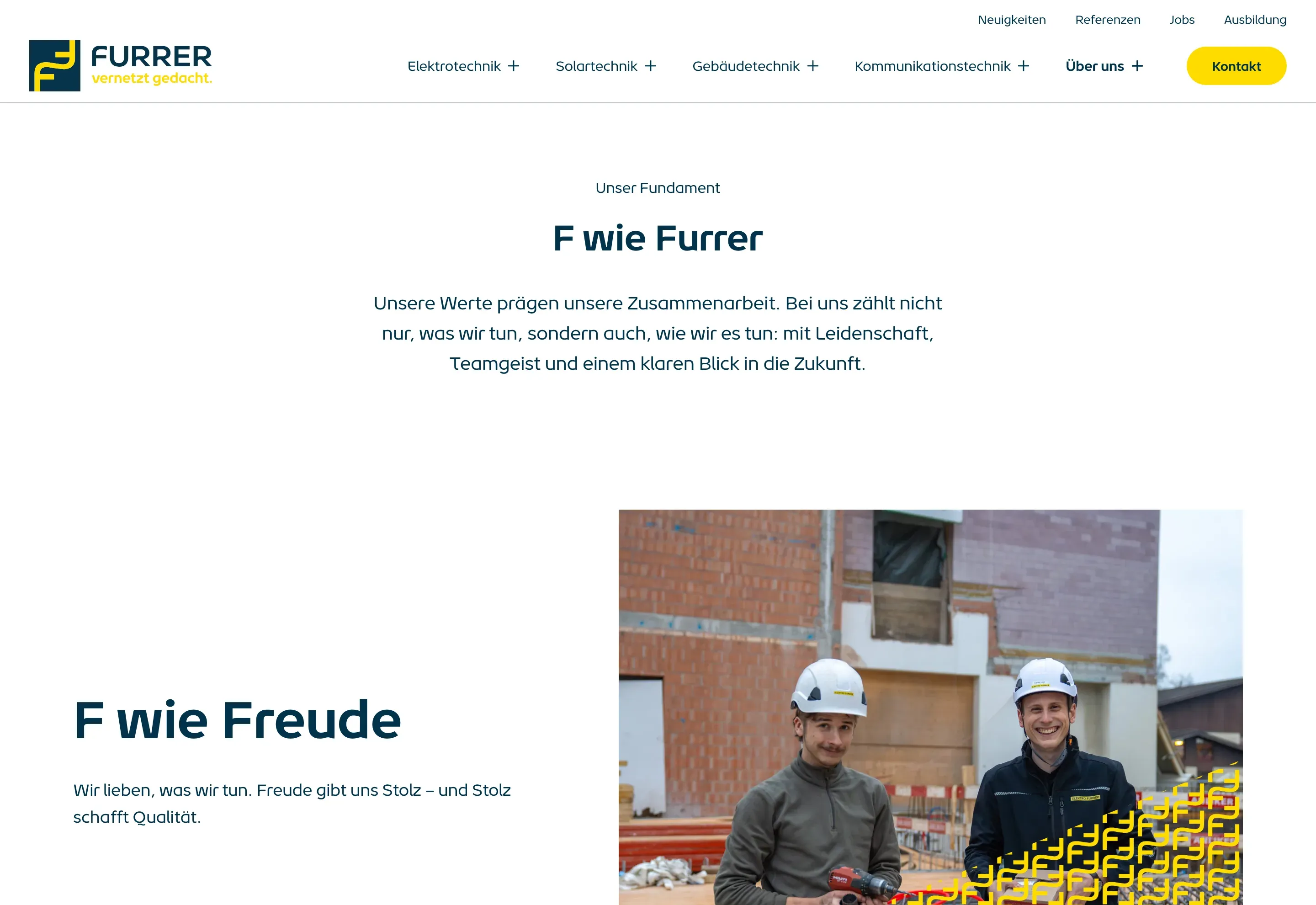 Werteseite der Elektro Furrer AG