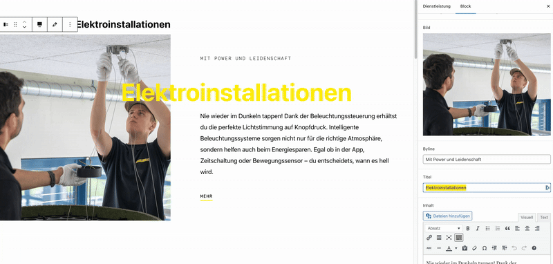 Demonstration des Gutenberg Editors in WordPress