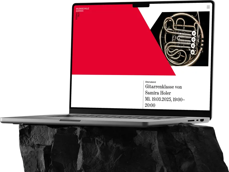 Screenshot von der Website Musikschule Sarnen